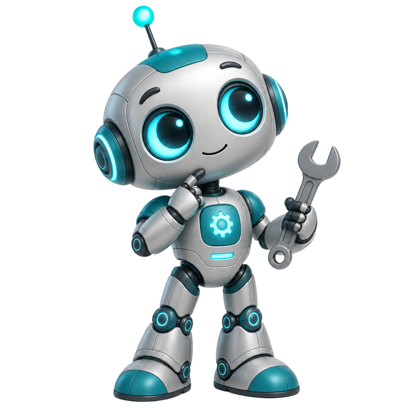 Cartoon robot character named Bolt celebrating